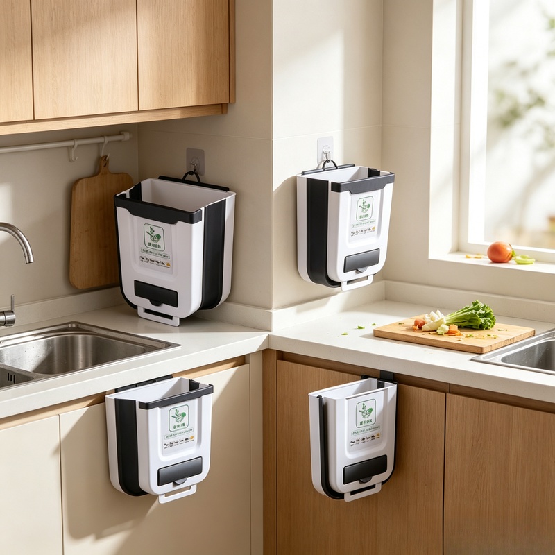 Wall‑Mounted Slim Collapsible  - Commercial Kitchen Bin ulasan dan harga