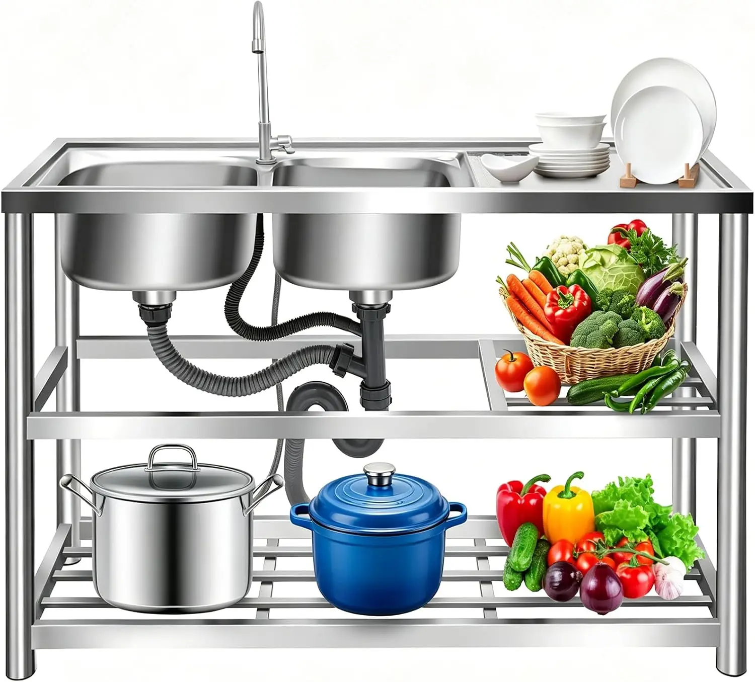 Kitchen Freestanding Prep Sink - Commercial Kitchen Worktops ulasan dan harga