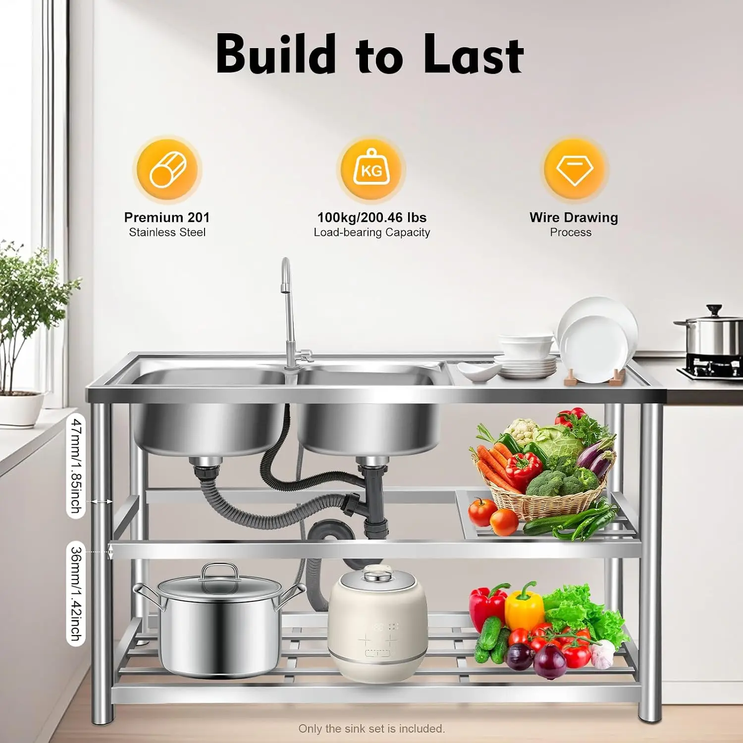 Kitchen Freestanding Prep Sink - Commercial Kitchen Worktops ulasan dan harga