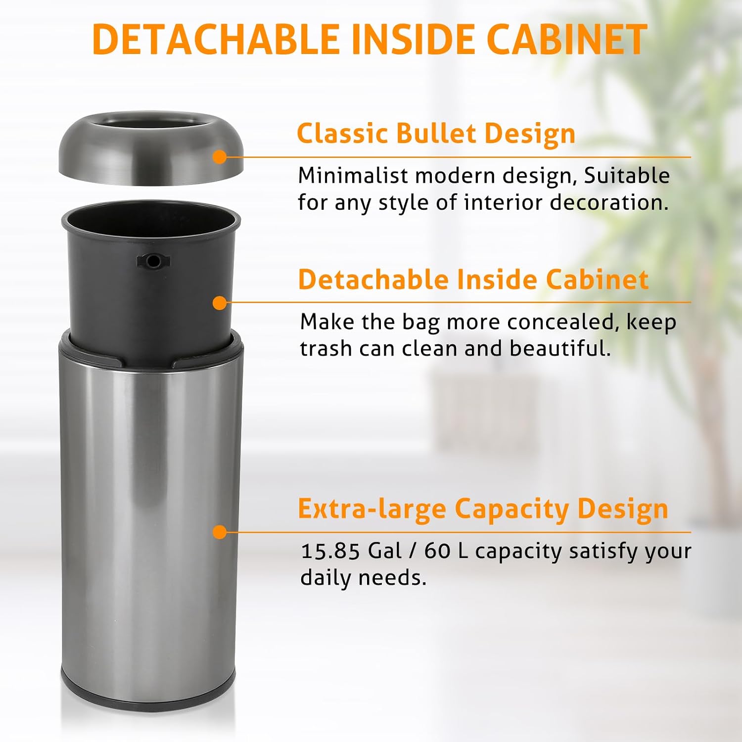 Dark‑Silver 16 Gallon Large Co - Commercial Kitchen Bin ulasan dan harga